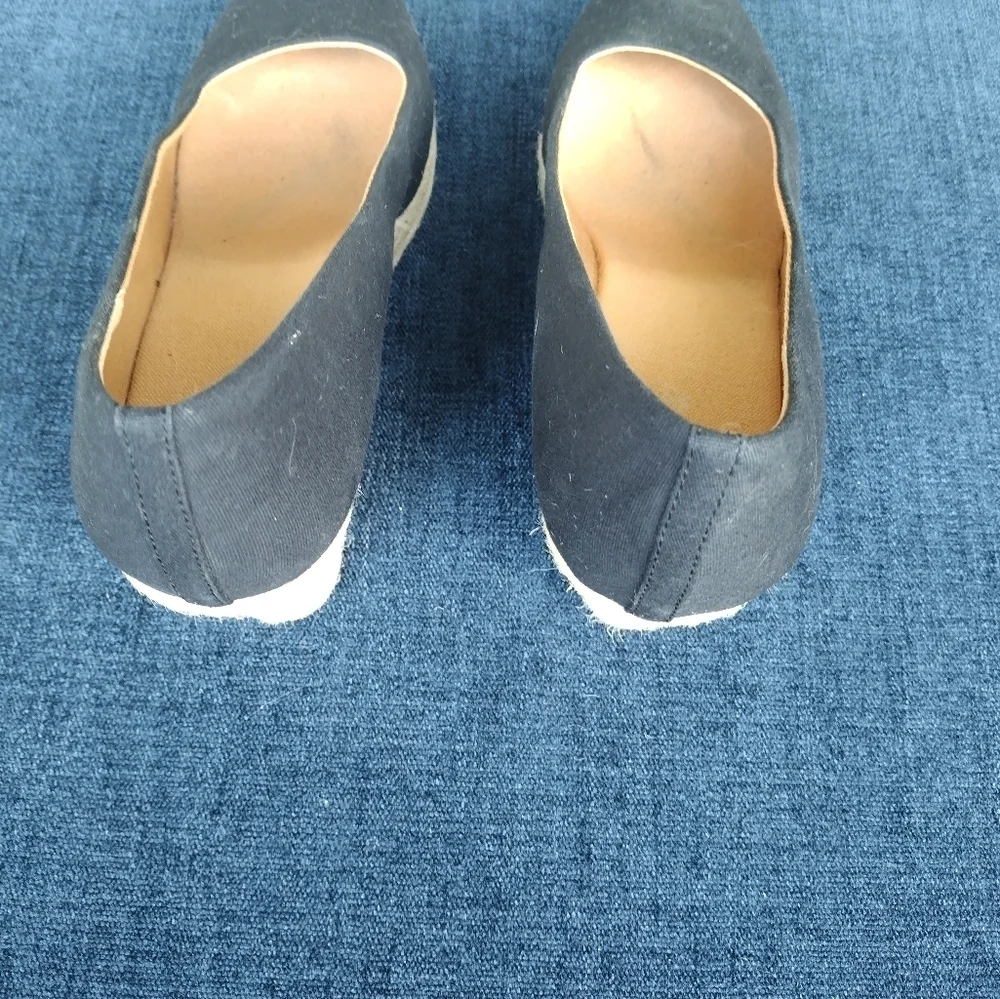 J.Crew Canvas Espadrille Wedge Heels Black Size 10 AL003 Women’s Classic Summer